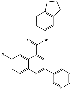 6-chloro-N-(2,3-dihydro-1H-inden-5-yl)-2-pyridin-3-ylquinoline-4-carboxamide Struktur
