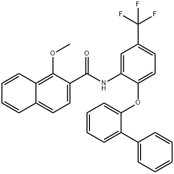 1-methoxy-N-[2-(2-phenylphenoxy)-5-(trifluoromethyl)phenyl]naphthalene-2-carboxamide 结构式