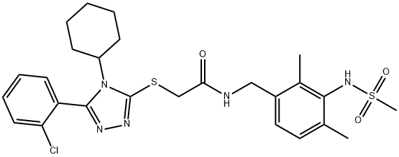 2-[[5-(2-chlorophenyl)-4-cyclohexyl-1,2,4-triazol-3-yl]sulfanyl]-N-[[3-(methanesulfonamido)-2,4-dimethylphenyl]methyl]acetamide Structure