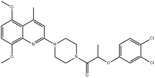 2-(3,4-dichlorophenoxy)-1-[4-(5,8-dimethoxy-4-methylquinolin-2-yl)piperazin-1-yl]propan-1-one Struktur