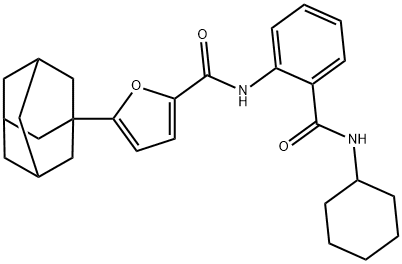 5-(1-adamantyl)-N-[2-(cyclohexylcarbamoyl)phenyl]furan-2-carboxamide 化学構造式