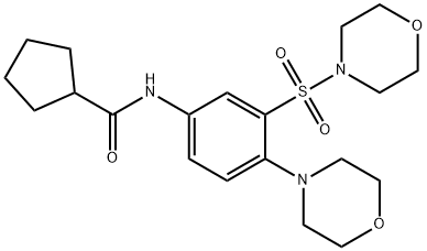 N-(4-morpholin-4-yl-3-morpholin-4-ylsulfonylphenyl)cyclopentanecarboxamide 化学構造式