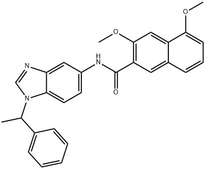 3,5-dimethoxy-N-[1-(1-phenylethyl)benzimidazol-5-yl]naphthalene-2-carboxamide Struktur