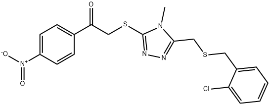 2-[[5-[(2-chlorophenyl)methylsulfanylmethyl]-4-methyl-1,2,4-triazol-3-yl]sulfanyl]-1-(4-nitrophenyl)ethanone,728029-54-7,结构式