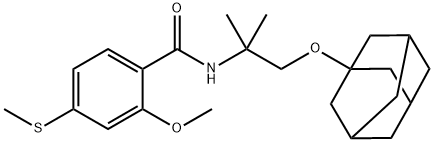 N-[1-(1-adamantyloxy)-2-methylpropan-2-yl]-2-methoxy-4-methylsulfanylbenzamide,728031-77-4,结构式