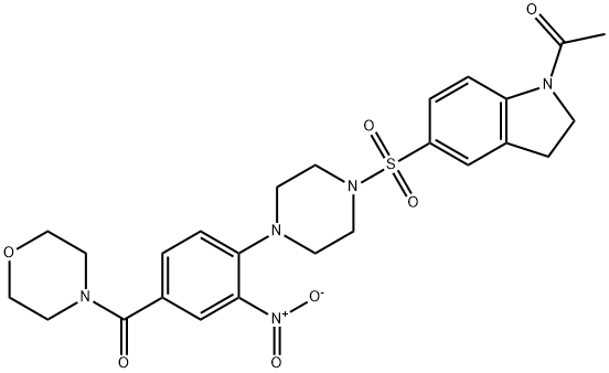 1-[5-[4-[4-(morpholine-4-carbonyl)-2-nitrophenyl]piperazin-1-yl]sulfonyl-2,3-dihydroindol-1-yl]ethanone Structure