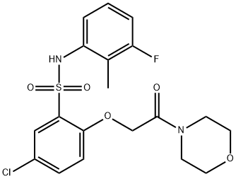 5-chloro-N-(3-fluoro-2-methylphenyl)-2-(2-morpholin-4-yl-2-oxoethoxy)benzenesulfonamide,728887-04-5,结构式