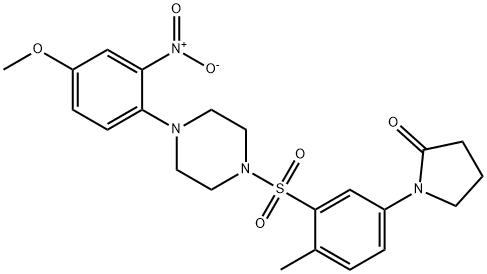 1-[3-[4-(4-methoxy-2-nitrophenyl)piperazin-1-yl]sulfonyl-4-methylphenyl]pyrrolidin-2-one 化学構造式