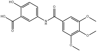 2-hydroxy-5-[(3,4,5-trimethoxybenzoyl)amino]benzoic acid 化学構造式