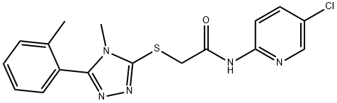 N-(5-chloropyridin-2-yl)-2-[[4-methyl-5-(2-methylphenyl)-1,2,4-triazol-3-yl]sulfanyl]acetamide 化学構造式