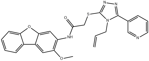 N-(2-methoxydibenzofuran-3-yl)-2-[(4-prop-2-enyl-5-pyridin-3-yl-1,2,4-triazol-3-yl)sulfanyl]acetamide Structure