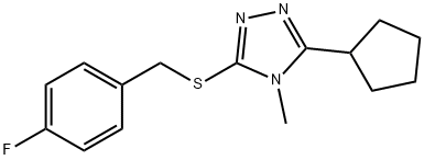 3-cyclopentyl-5-[(4-fluorophenyl)methylsulfanyl]-4-methyl-1,2,4-triazole Structure