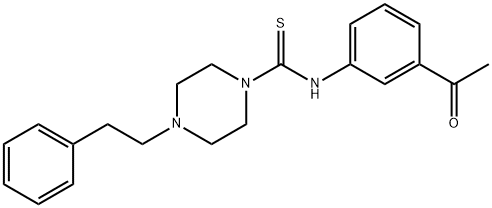 N-(3-acetylphenyl)-4-(2-phenylethyl)piperazine-1-carbothioamide 化学構造式