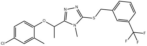 3-[1-(4-chloro-2-methylphenoxy)ethyl]-4-methyl-5-[[3-(trifluoromethyl)phenyl]methylsulfanyl]-1,2,4-triazole Struktur