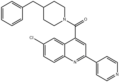 (4-benzylpiperidin-1-yl)-(6-chloro-2-pyridin-4-ylquinolin-4-yl)methanone Structure