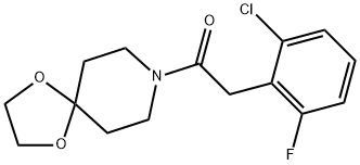 2-(2-chloro-6-fluorophenyl)-1-(1,4-dioxa-8-azaspiro[4.5]decan-8-yl)ethanone Struktur