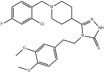 3-[1-[(2-chloro-4-fluorophenyl)methyl]piperidin-4-yl]-4-[2-(3,4-dimethoxyphenyl)ethyl]-1H-1,2,4-triazole-5-thione 化学構造式
