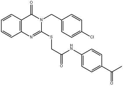 N-(4-acetylphenyl)-2-[3-[(4-chlorophenyl)methyl]-4-oxoquinazolin-2-yl]sulfanylacetamide 化学構造式