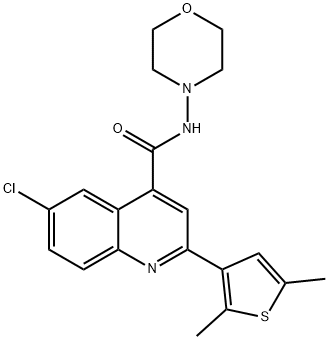 6-chloro-2-(2,5-dimethylthiophen-3-yl)-N-morpholin-4-ylquinoline-4-carboxamide Struktur