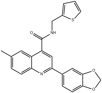 2-(1,3-benzodioxol-5-yl)-6-methyl-N-(thiophen-2-ylmethyl)quinoline-4-carboxamide Structure