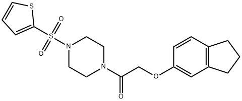 2-(2,3-dihydro-1H-inden-5-yloxy)-1-(4-thiophen-2-ylsulfonylpiperazin-1-yl)ethanone 化学構造式