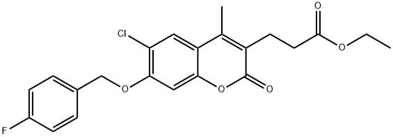 ethyl 3-[6-chloro-7-[(4-fluorophenyl)methoxy]-4-methyl-2-oxochromen-3-yl]propanoate,840511-15-1,结构式
