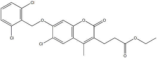 ethyl 3-[6-chloro-7-[(2,6-dichlorophenyl)methoxy]-4-methyl-2-oxochromen-3-yl]propanoate 化学構造式
