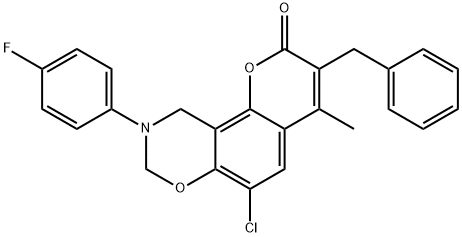 3-benzyl-6-chloro-9-(4-fluorophenyl)-4-methyl-8,10-dihydropyrano[2,3-f][1,3]benzoxazin-2-one Structure