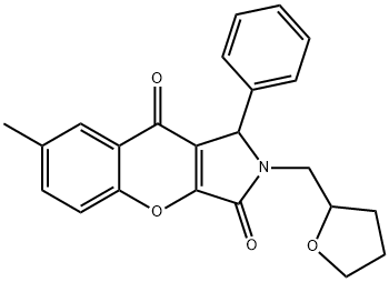 7-methyl-2-(oxolan-2-ylmethyl)-1-phenyl-1H-chromeno[2,3-c]pyrrole-3,9-dione Struktur