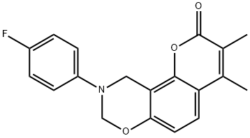 9-(4-fluorophenyl)-3,4-dimethyl-8,10-dihydropyrano[2,3-f][1,3]benzoxazin-2-one Structure