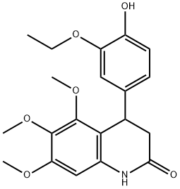 4-(3-ethoxy-4-hydroxyphenyl)-5,6,7-trimethoxy-3,4-dihydro-1H-quinolin-2-one 化学構造式