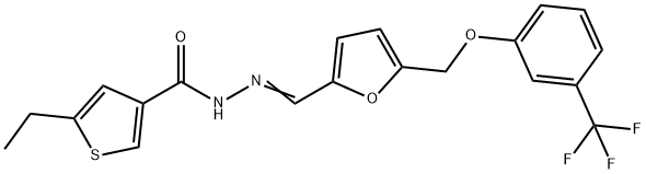 5-ethyl-N-[(E)-[5-[[3-(trifluoromethyl)phenoxy]methyl]furan-2-yl]methylideneamino]thiophene-3-carboxamide 化学構造式