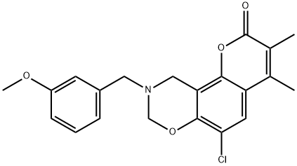 853893-15-9 6-chloro-9-[(3-methoxyphenyl)methyl]-3,4-dimethyl-8,10-dihydropyrano[2,3-f][1,3]benzoxazin-2-one