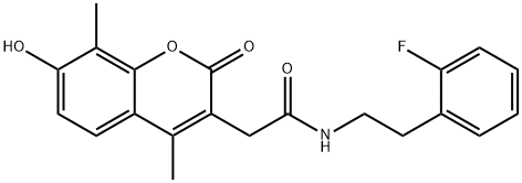 N-[2-(2-fluorophenyl)ethyl]-2-(7-hydroxy-4,8-dimethyl-2-oxochromen-3-yl)acetamide Struktur