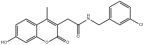 N-[(3-chlorophenyl)methyl]-2-(7-hydroxy-4-methyl-2-oxochromen-3-yl)acetamide 结构式