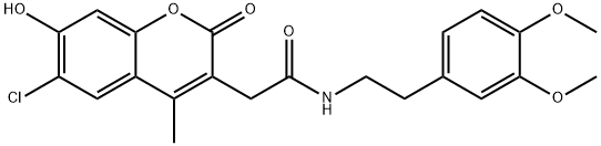 2-(6-chloro-7-hydroxy-4-methyl-2-oxochromen-3-yl)-N-[2-(3,4-dimethoxyphenyl)ethyl]acetamide 结构式