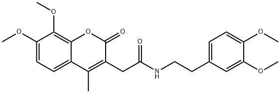 2-(7,8-dimethoxy-4-methyl-2-oxochromen-3-yl)-N-[2-(3,4-dimethoxyphenyl)ethyl]acetamide 化学構造式