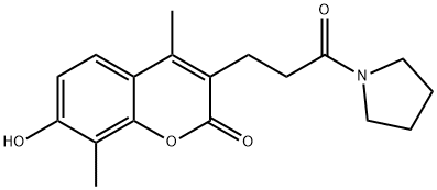 7-hydroxy-4,8-dimethyl-3-(3-oxo-3-pyrrolidin-1-ylpropyl)chromen-2-one 结构式