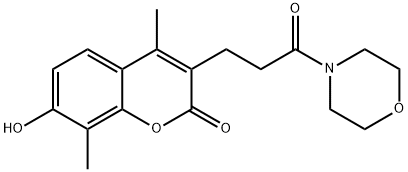 7-hydroxy-4,8-dimethyl-3-(3-morpholin-4-yl-3-oxopropyl)chromen-2-one 化学構造式