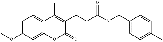 3-(7-methoxy-4-methyl-2-oxochromen-3-yl)-N-[(4-methylphenyl)methyl]propanamide Structure