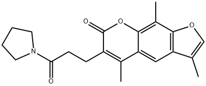 3,5,9-trimethyl-6-(3-oxo-3-pyrrolidin-1-ylpropyl)furo[3,2-g]chromen-7-one 化学構造式