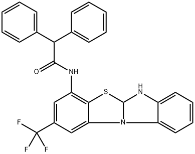 2,2-diphenyl-N-[2-(trifluoromethyl)-5a,6-dihydrobenzimidazolo[2,1-b][1,3]benzothiazol-4-yl]acetamide,857496-70-9,结构式