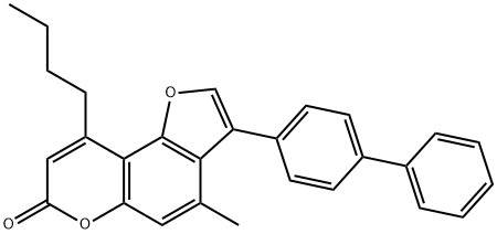 9-butyl-4-methyl-3-(4-phenylphenyl)furo[2,3-f]chromen-7-one Struktur
