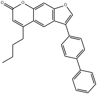 5-butyl-3-(4-phenylphenyl)furo[3,2-g]chromen-7-one Struktur