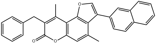 8-benzyl-4,9-dimethyl-3-naphthalen-2-ylfuro[2,3-f]chromen-7-one,858747-30-5,结构式