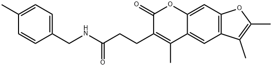 N-[(4-methylphenyl)methyl]-3-(2,3,5-trimethyl-7-oxofuro[3,2-g]chromen-6-yl)propanamide Structure