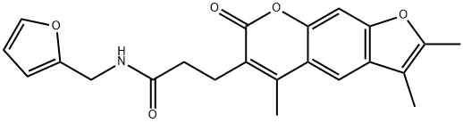 N-(furan-2-ylmethyl)-3-(2,3,5-trimethyl-7-oxofuro[3,2-g]chromen-6-yl)propanamide Struktur