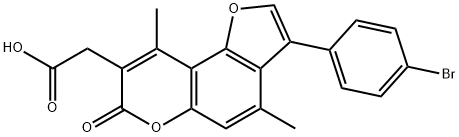 2-[3-(4-bromophenyl)-4,9-dimethyl-7-oxofuro[2,3-f]chromen-8-yl]acetic acid Structure