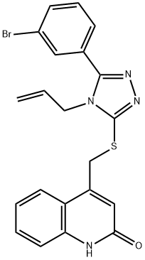 4-[[5-(3-bromophenyl)-4-prop-2-enyl-1,2,4-triazol-3-yl]sulfanylmethyl]-1H-quinolin-2-one,864544-69-4,结构式