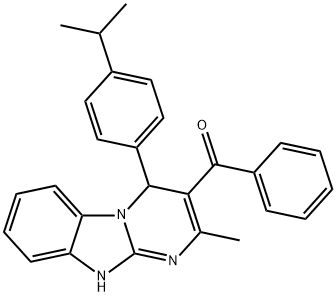 [2-methyl-4-(4-propan-2-ylphenyl)-1,4-dihydropyrimido[1,2-a]benzimidazol-3-yl]-phenylmethanone 化学構造式